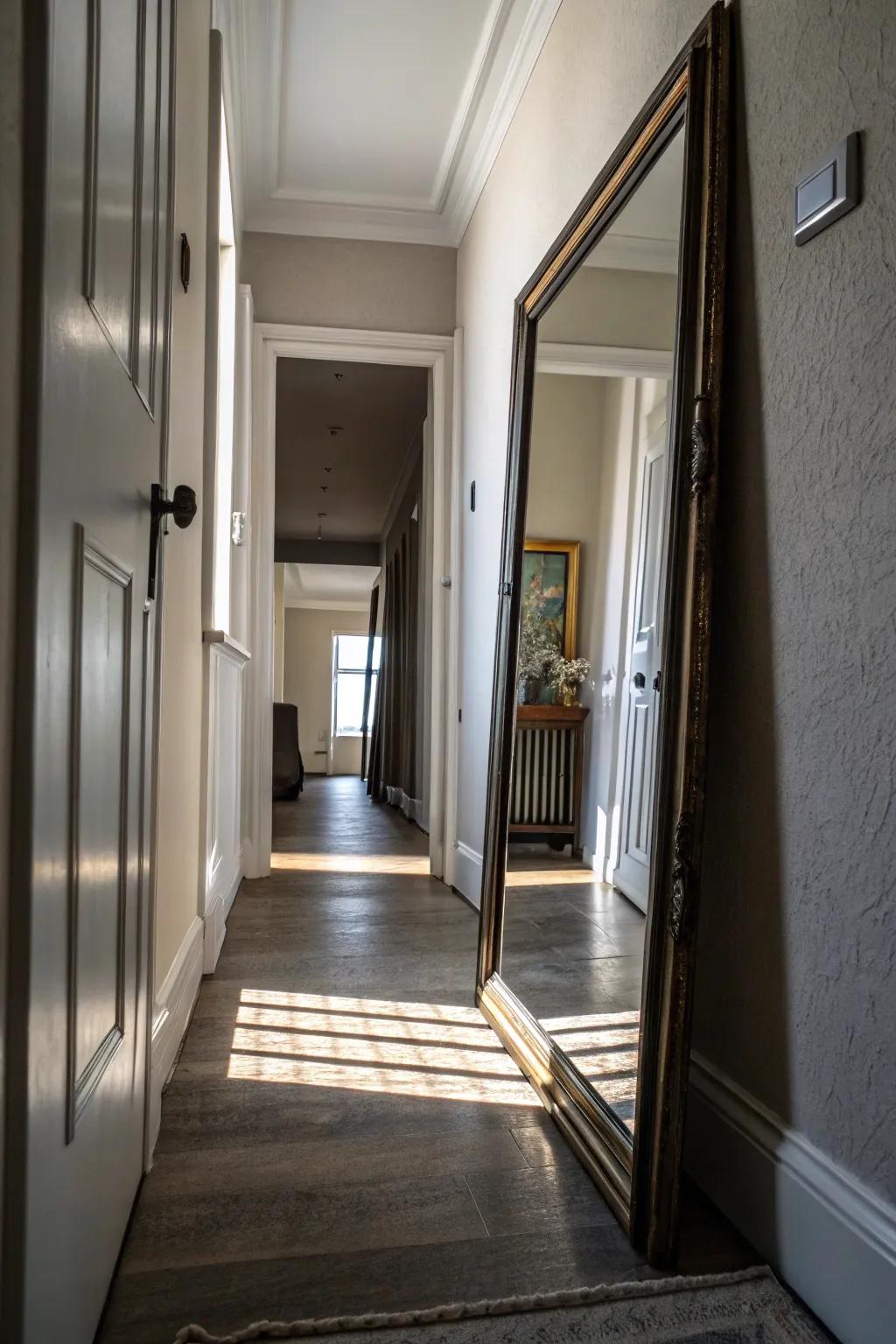 Low-hung mirrors provide a distinct viewpoint and aesthetic.