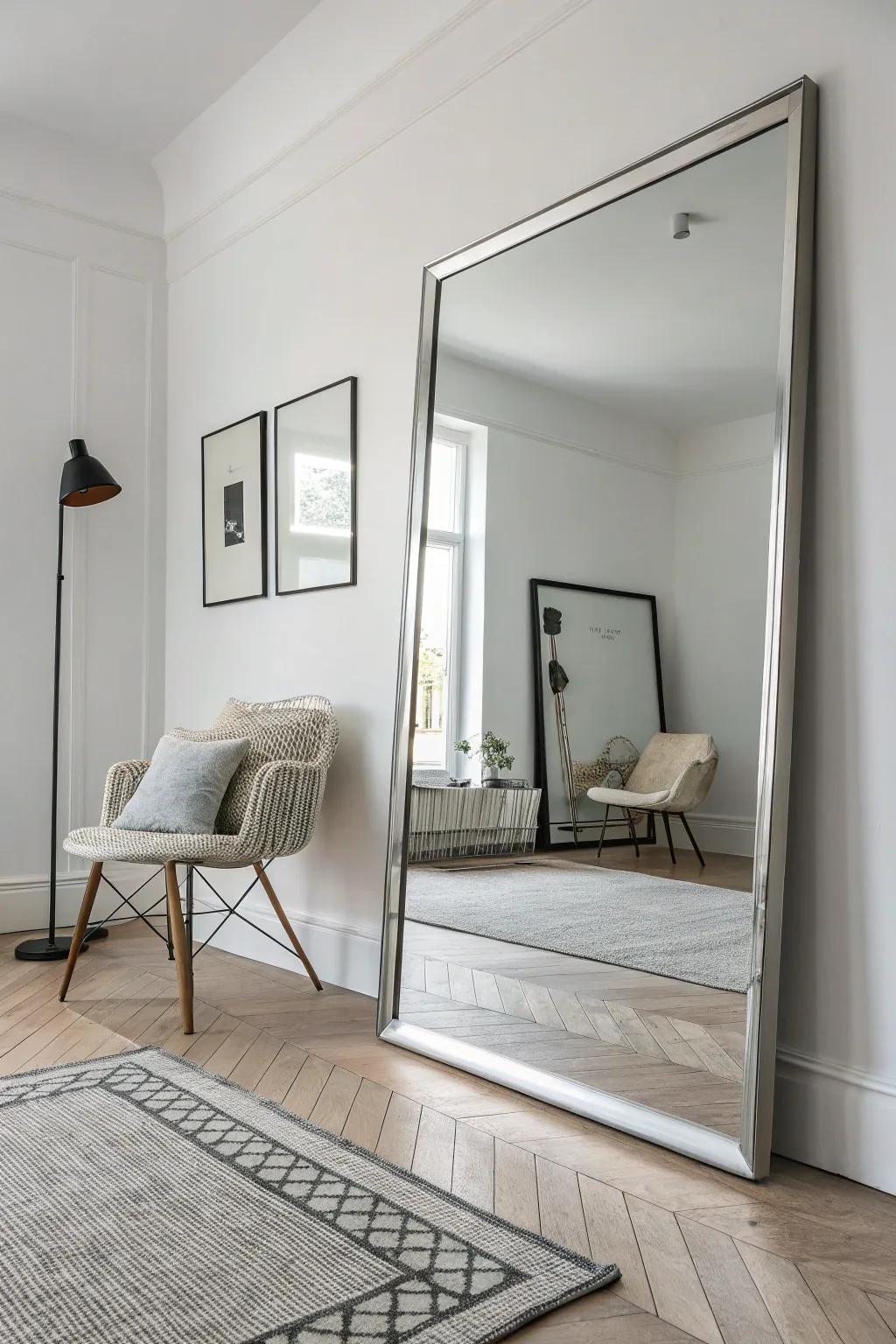 Plain mirrors provide a sleek, minimalist touch.