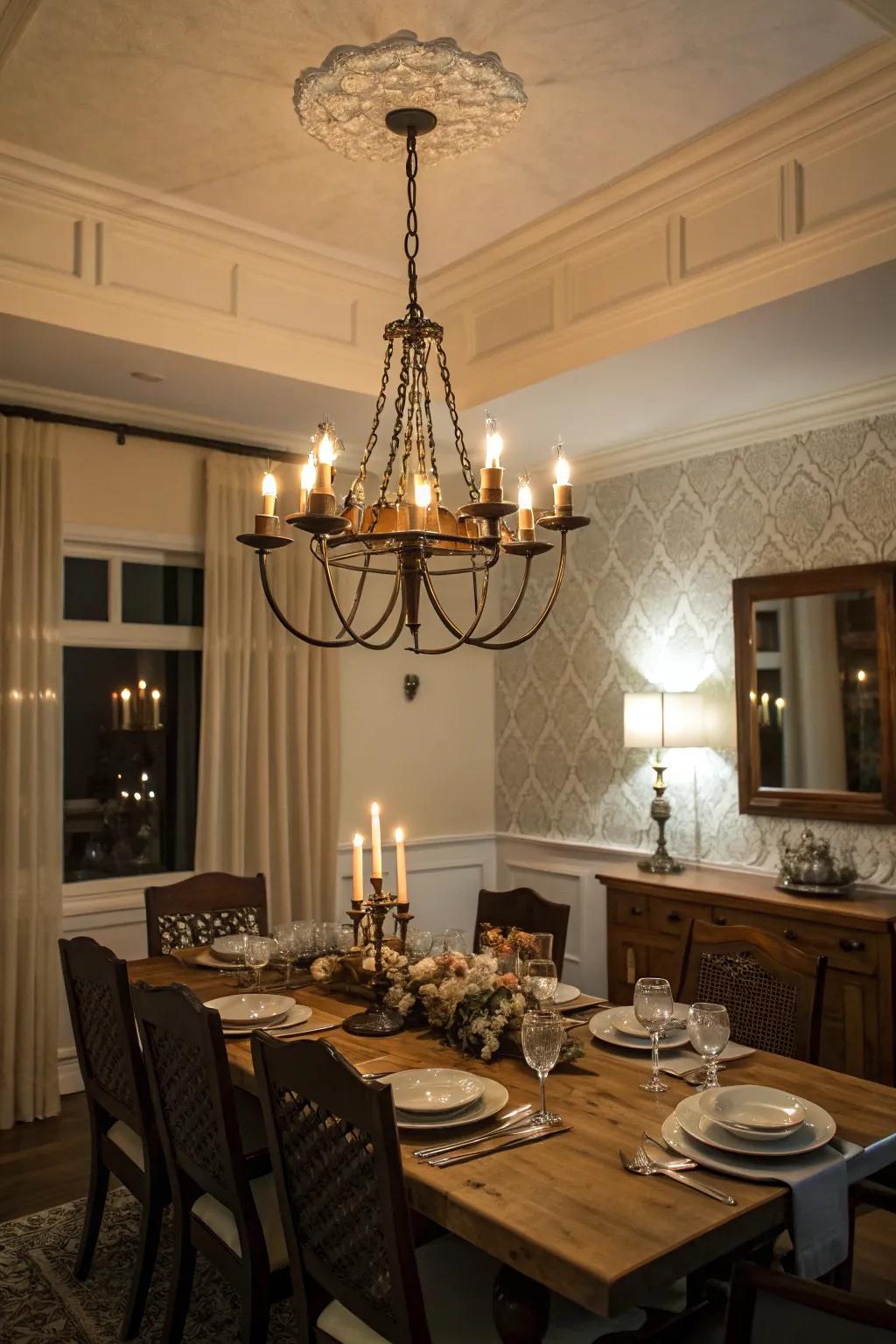 Candle style chandeliers offer a classic touch.