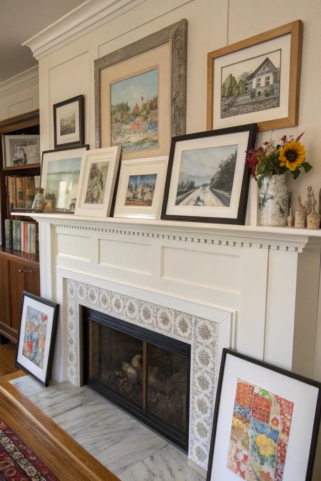 A gallery wall above your mantel introducing character and interest.