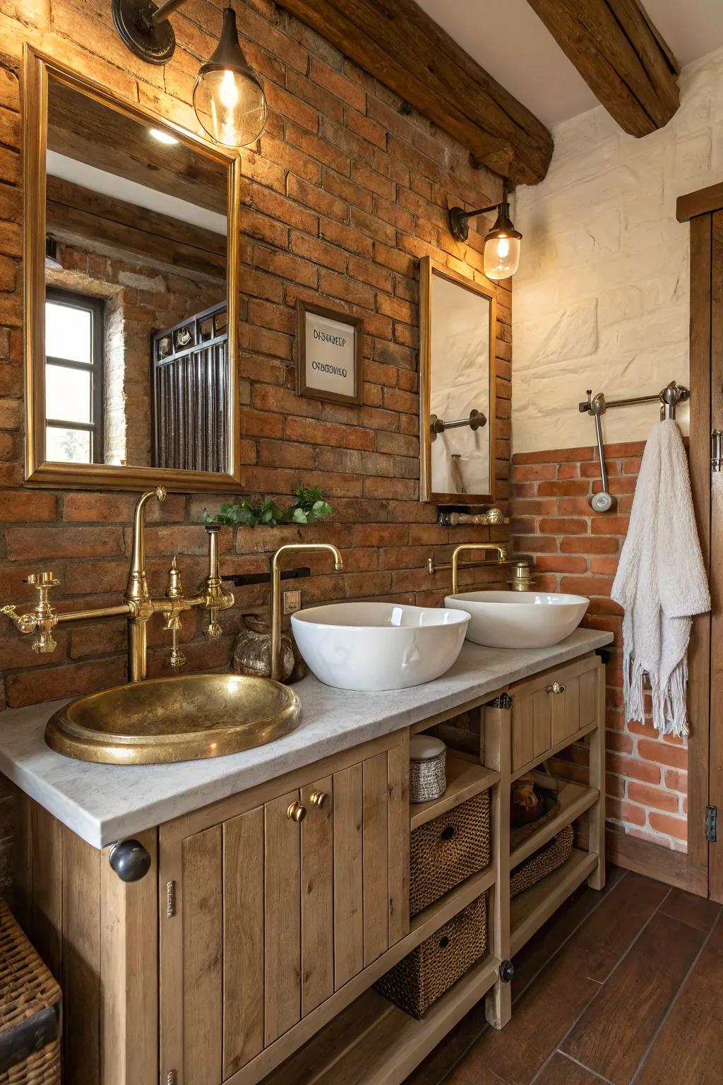 Mixed metals contributing a contemporary spin to rustic sophistication.