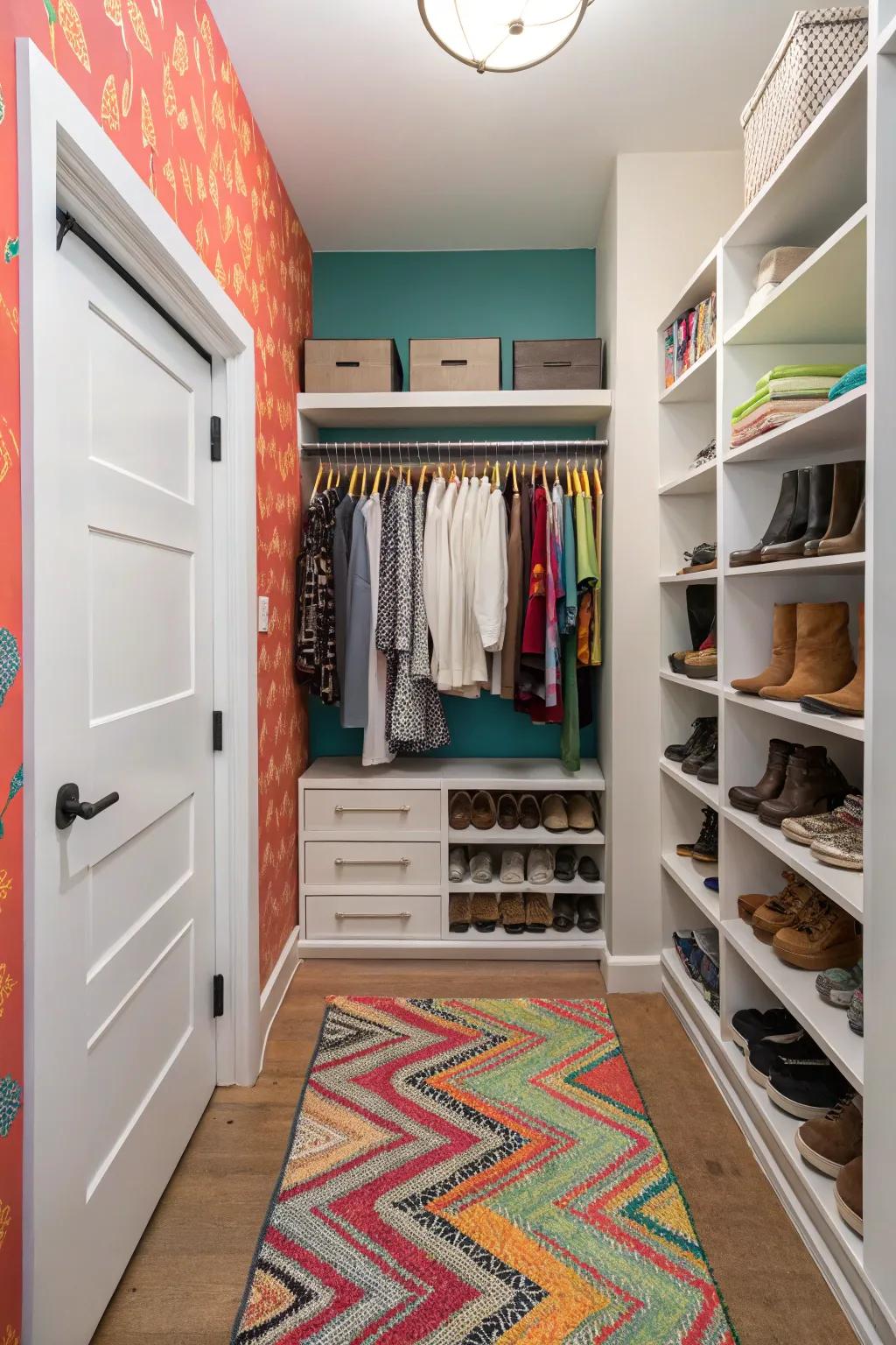 A pop of color enlivens your closet with personality.