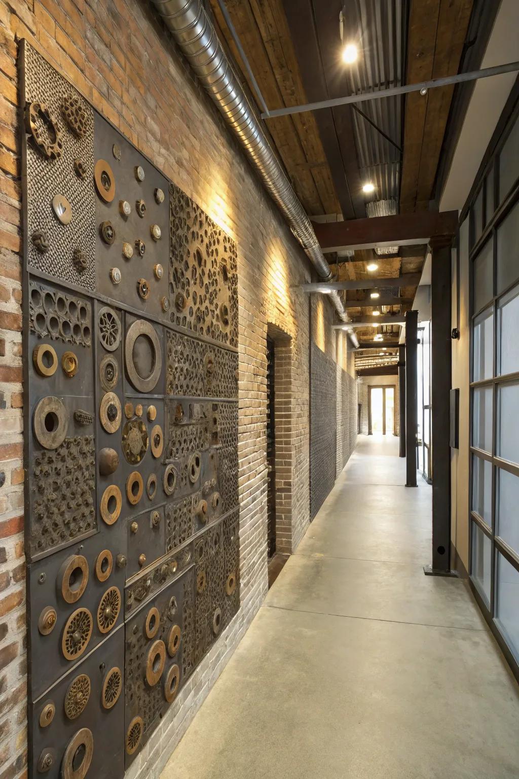 Nuts and bolts give mosaics an industrial, modern charm.