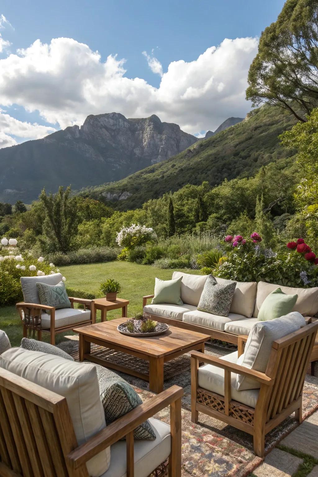 An inviting outdoor lounge for relaxing and entertaining.