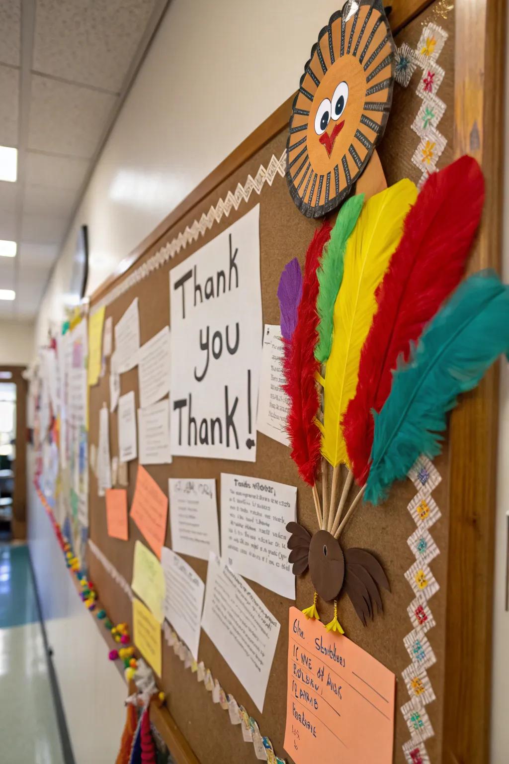 A 'Grateful Bird' bulletin board.