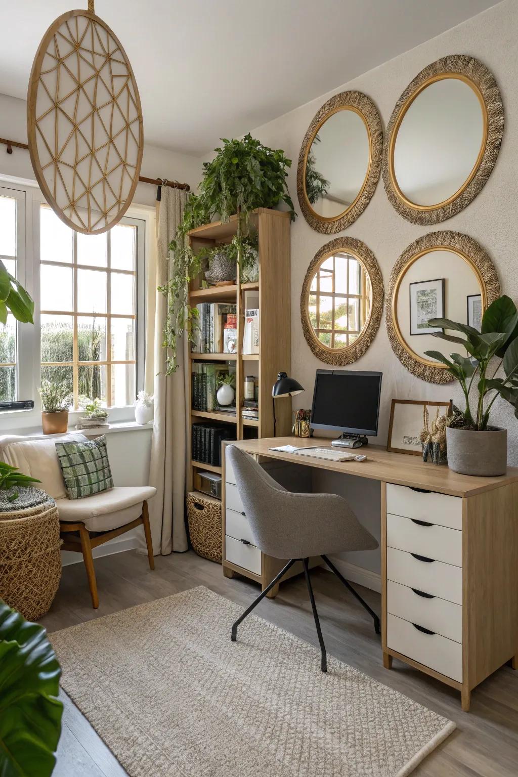 Mirrors enhance light and space in your virtual background.