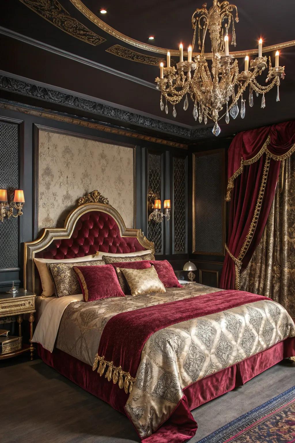 Diverse fabrics create depth and luxury.