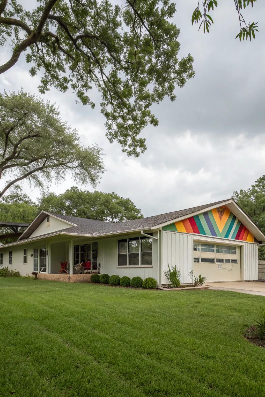 A colorful eave adds personality and unexpected flair.