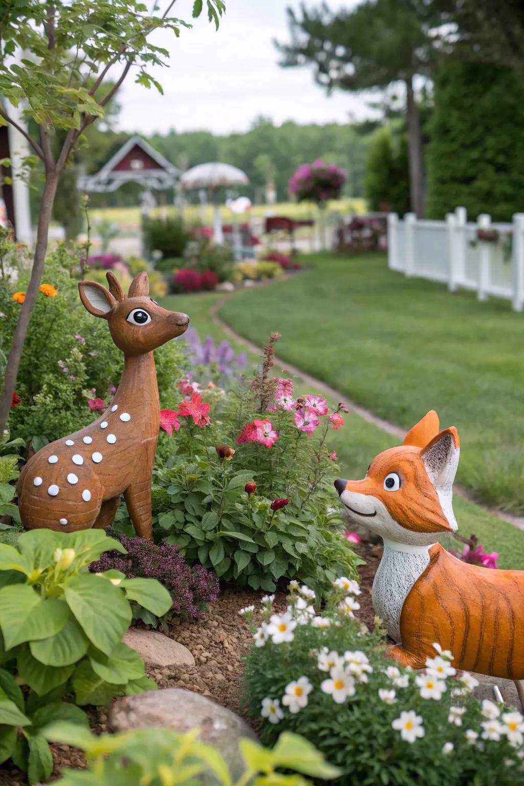 Communicate a playful impression through animated animal figures.