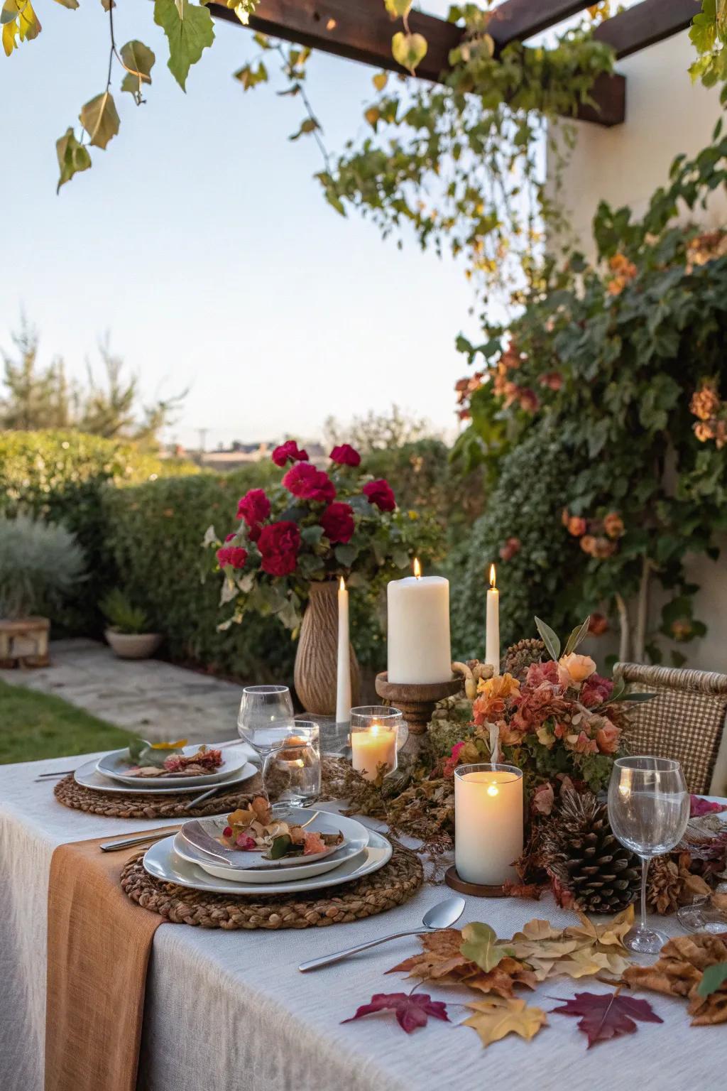 A themed outdoor dining arrangement for a special occasion.