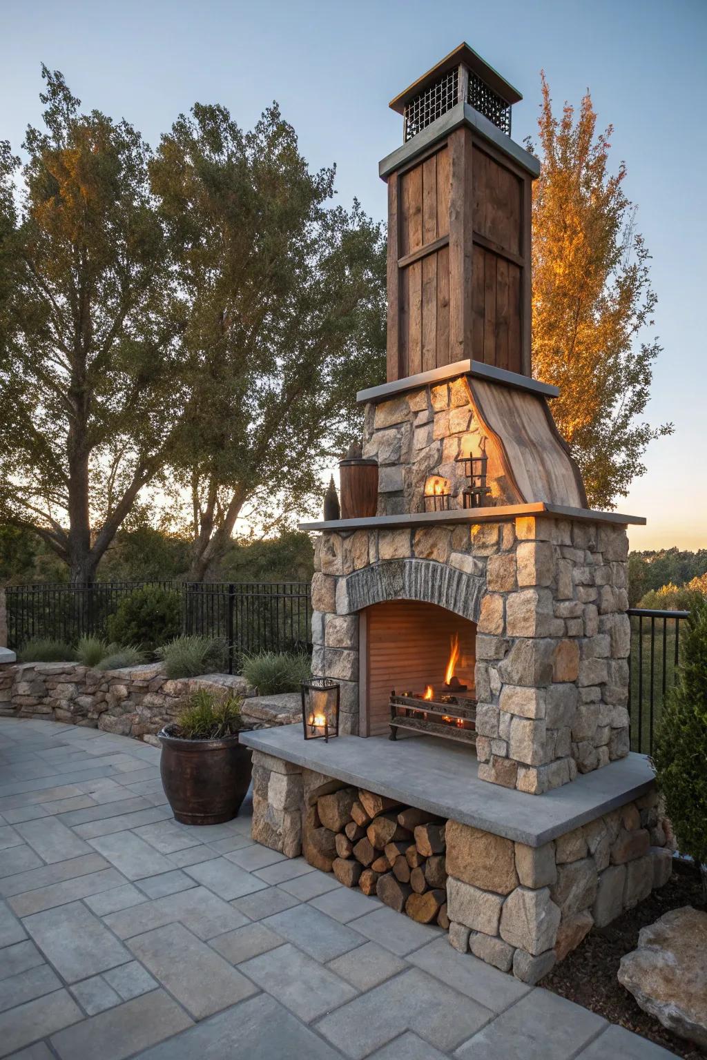 Welcome a unique style with an eclectic mix of materials in your fireplace design.