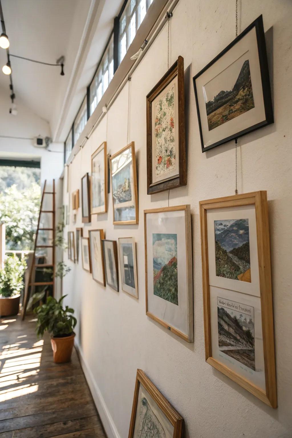 Height variations inject energy into your gallery wall.