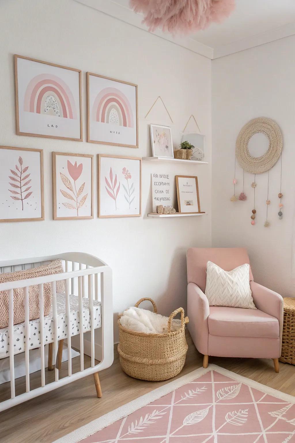 Simple art adds elegance and simplicity to the nursery.