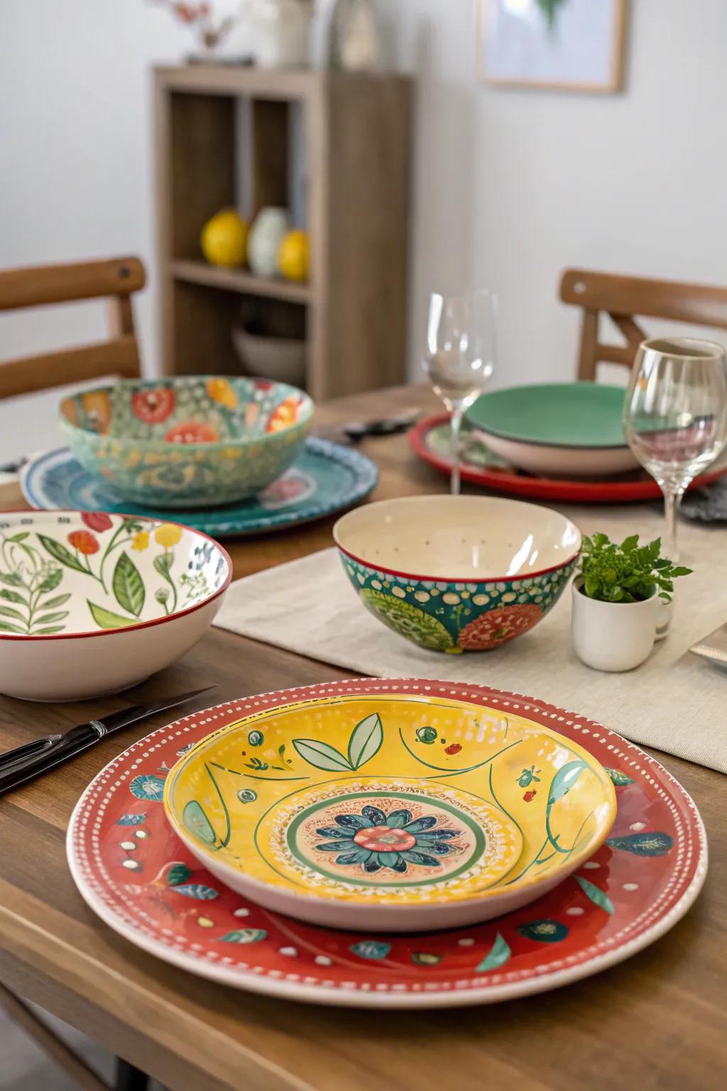 Make dining personal with artistic display.