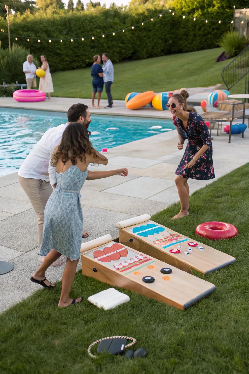 Oversized games introduce competitive amusement to the celebration.