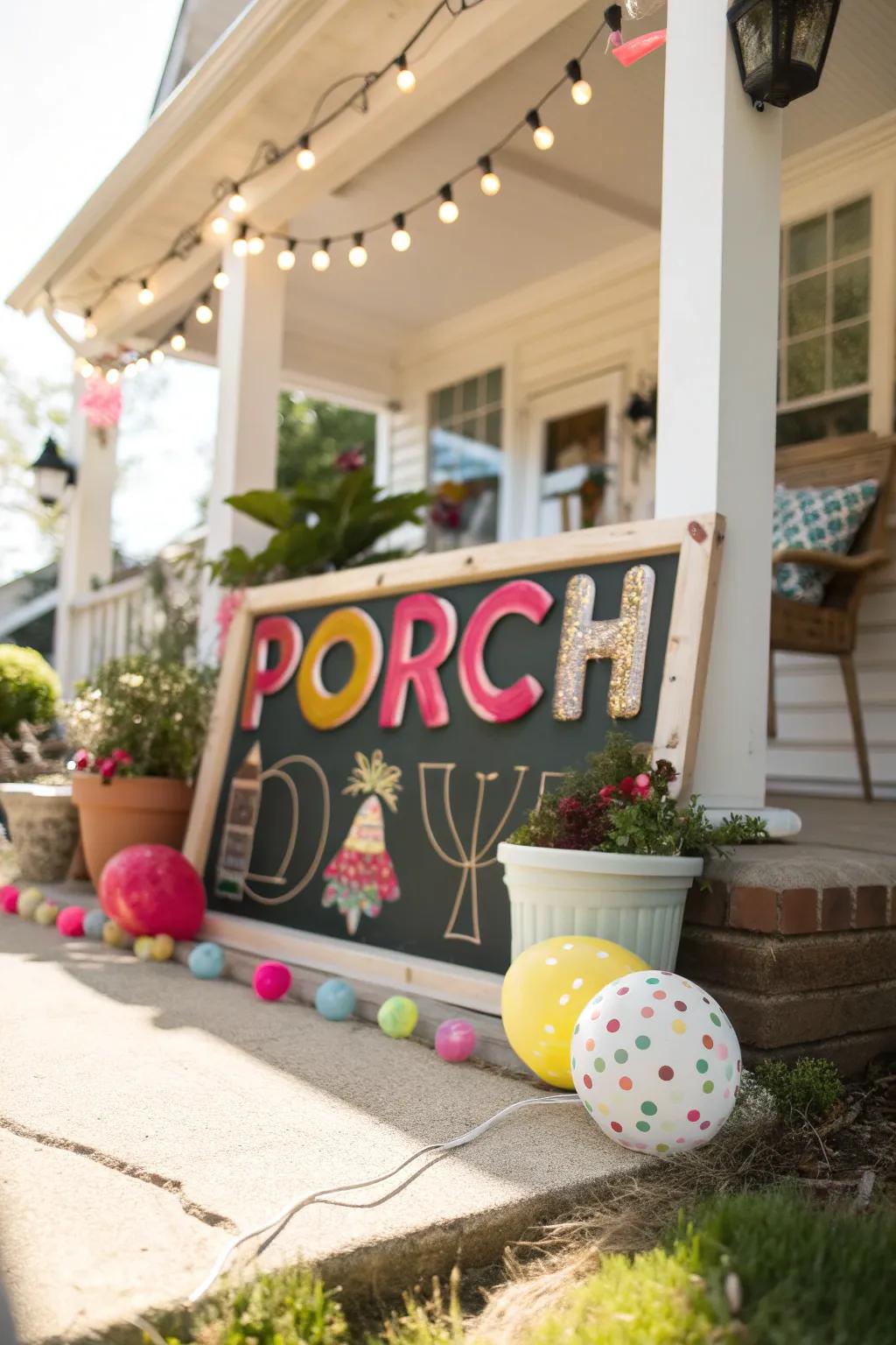 A humorous sign adding a touch of fun to your porch.
