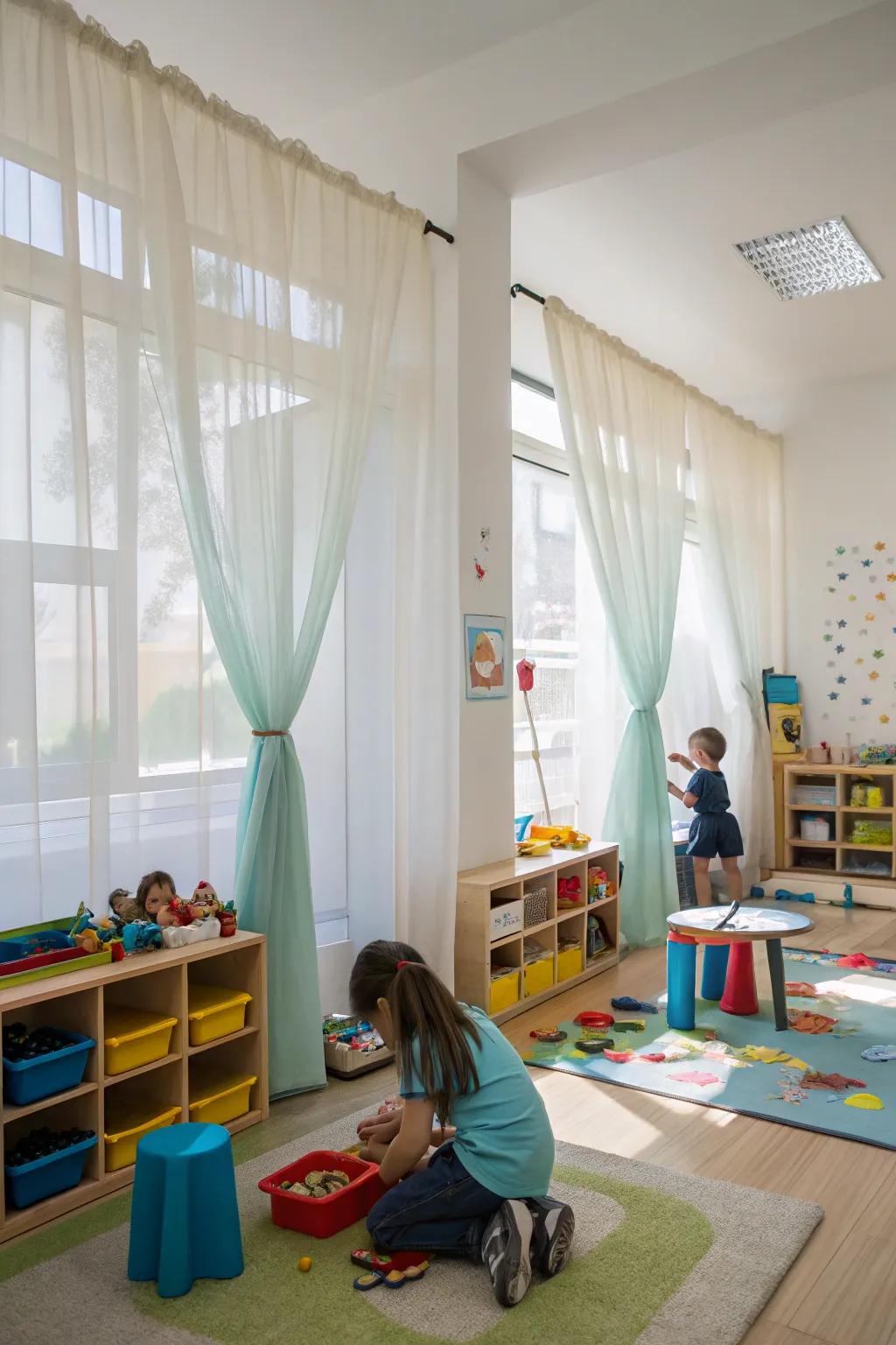 Airy curtains which enhance natural light and decor.