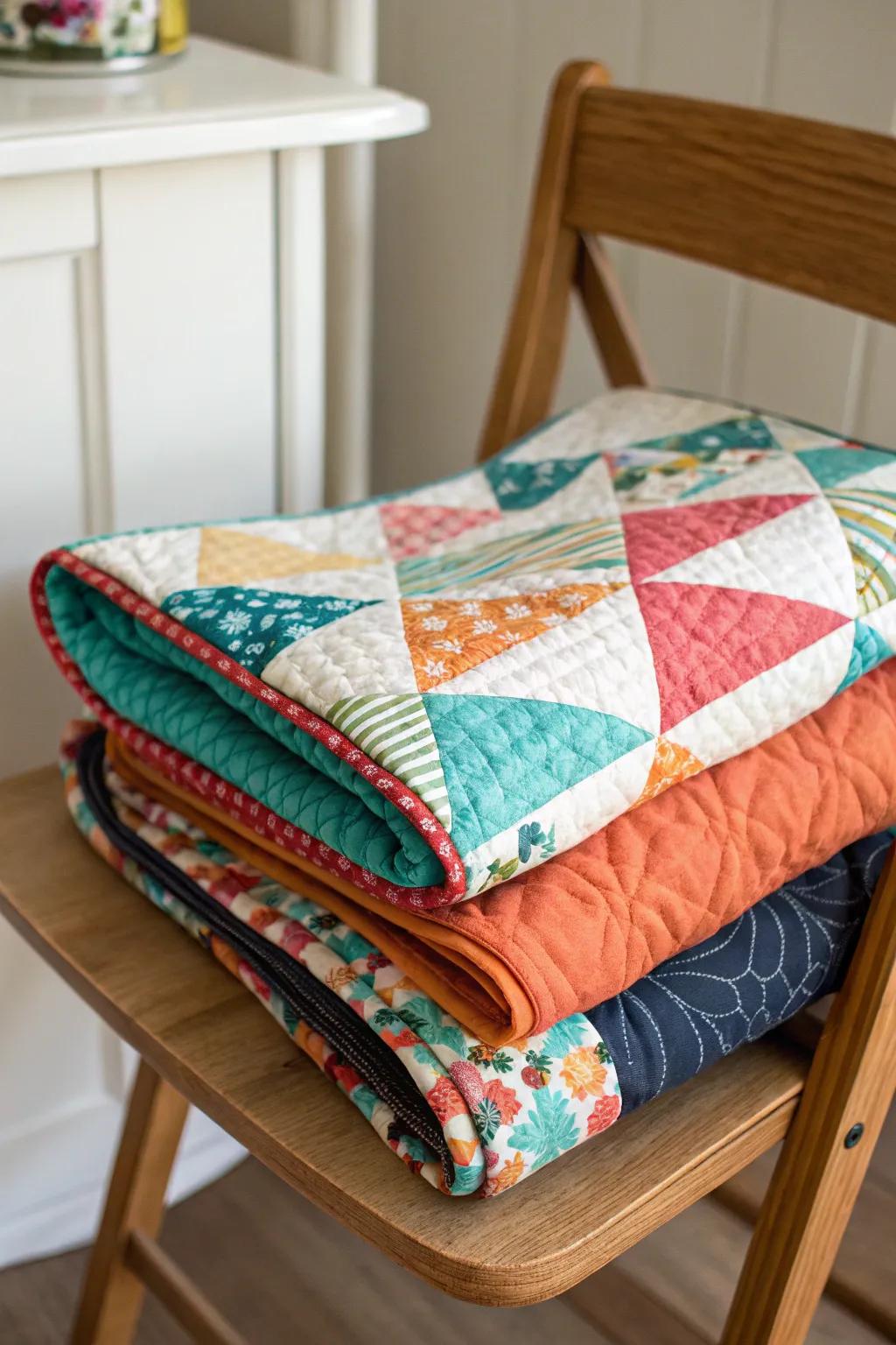 Using a reverse binding is a great way to show off the double-sided design of your quilt.
