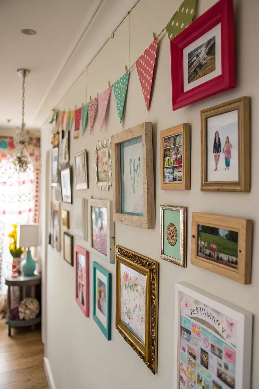 Handmade art features create a personalized gallery.
