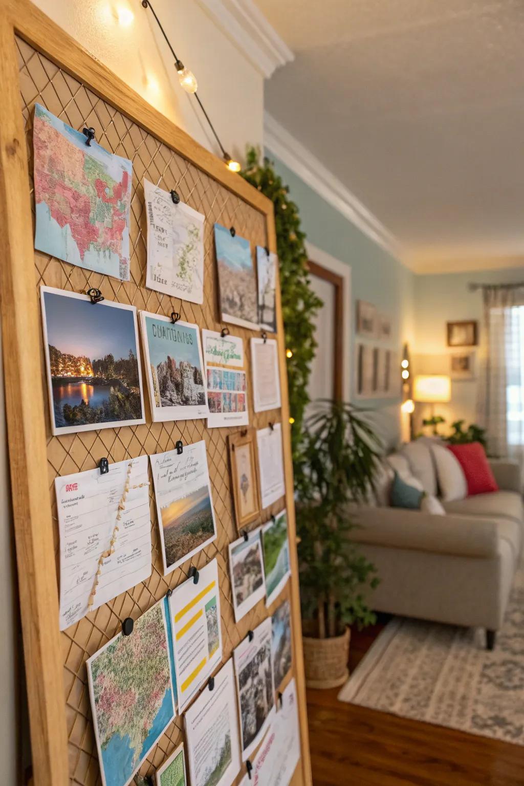A bulletin board designed for travel, promoting local exploration.