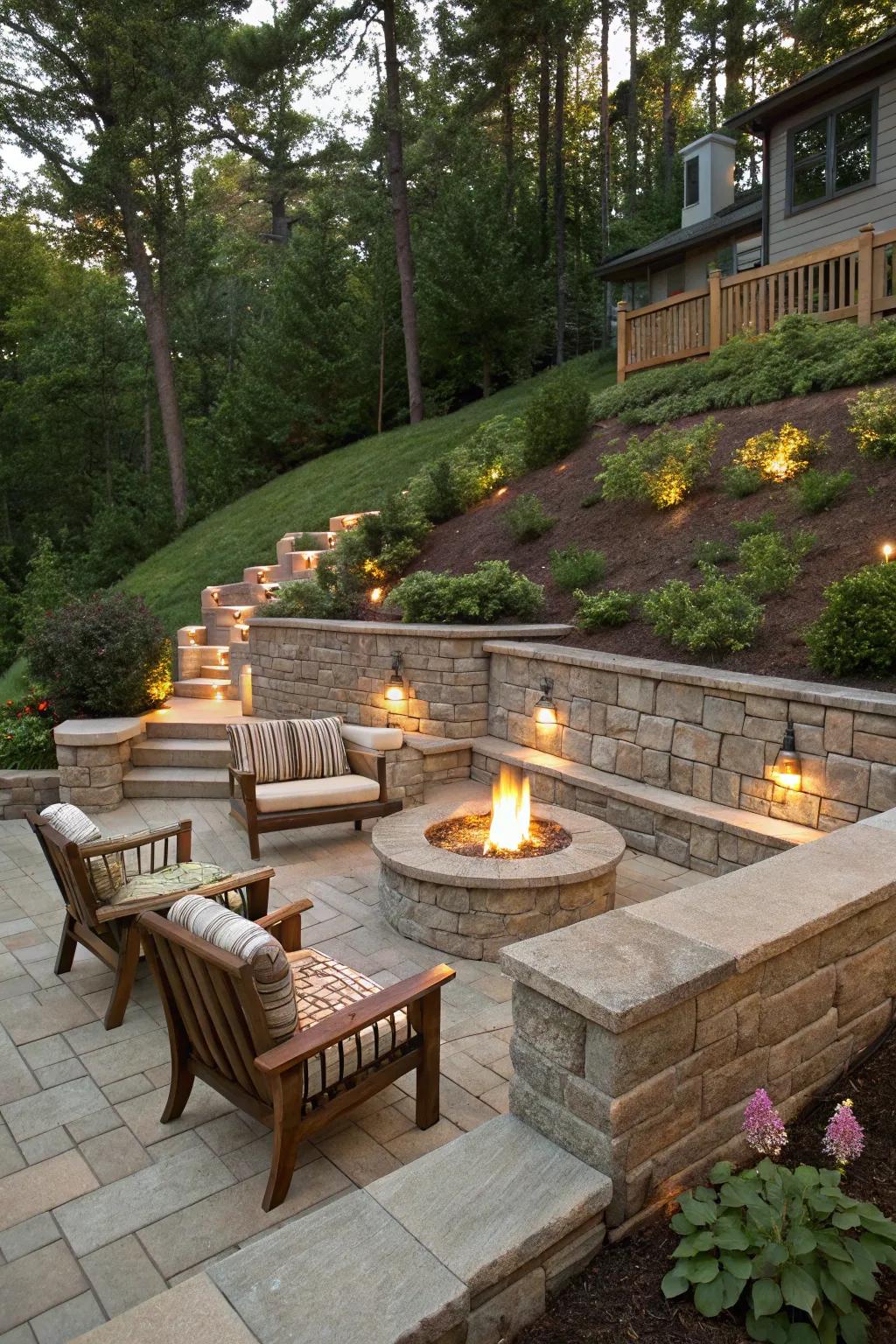 Warmth elements add warmth and a focal point to retaining structure plans.