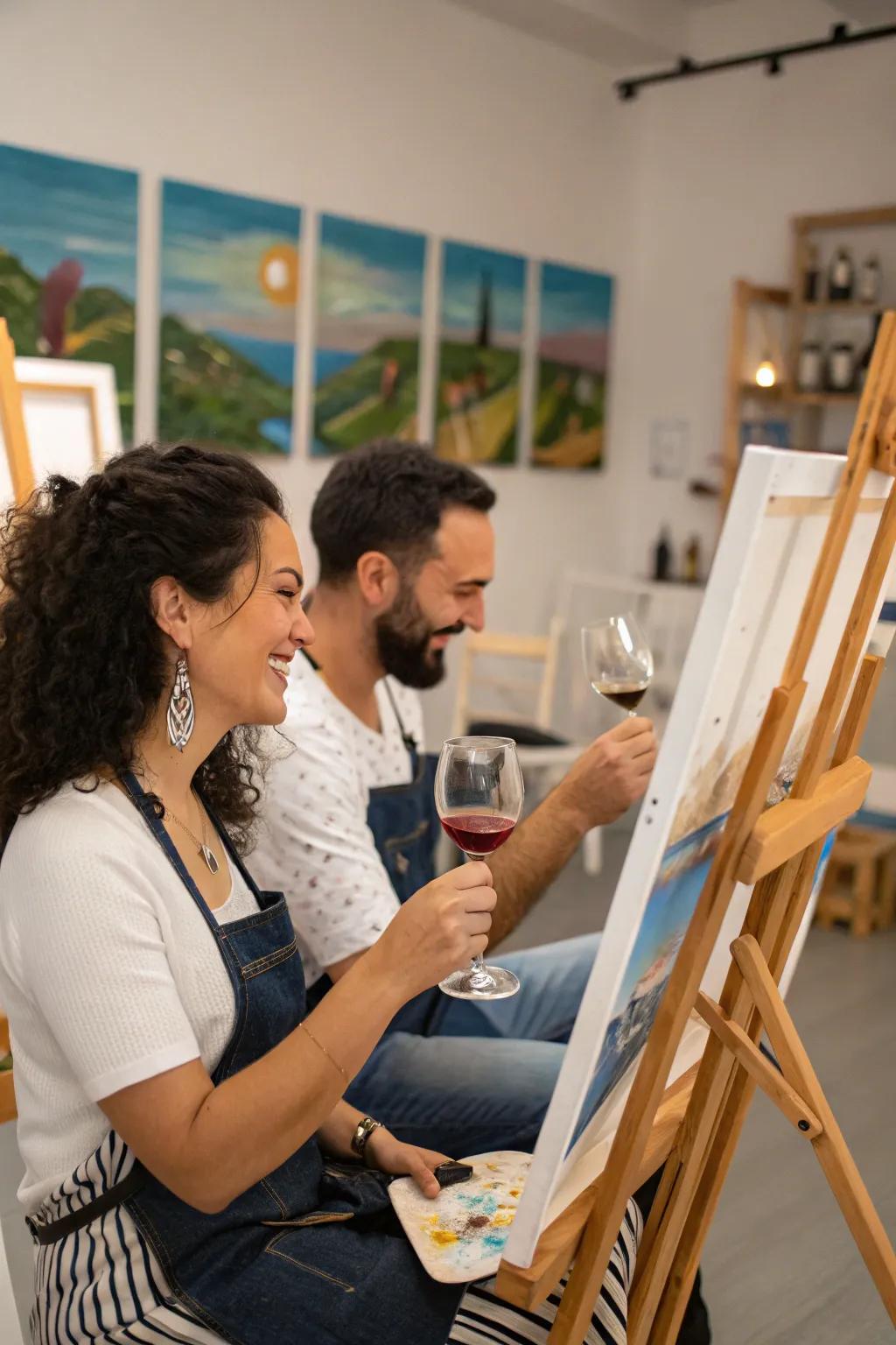 Enjoy a relaxing and creative wine and paint night.