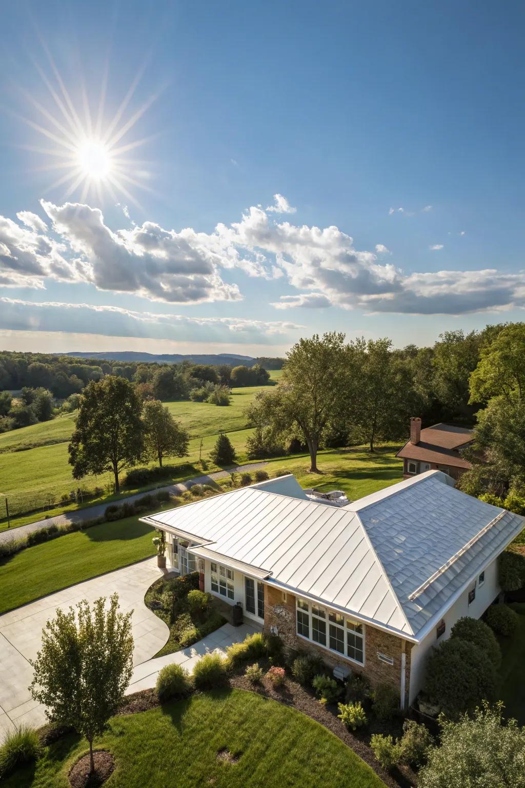 Bright reflective roofs aid in sustaining a cool home environment.