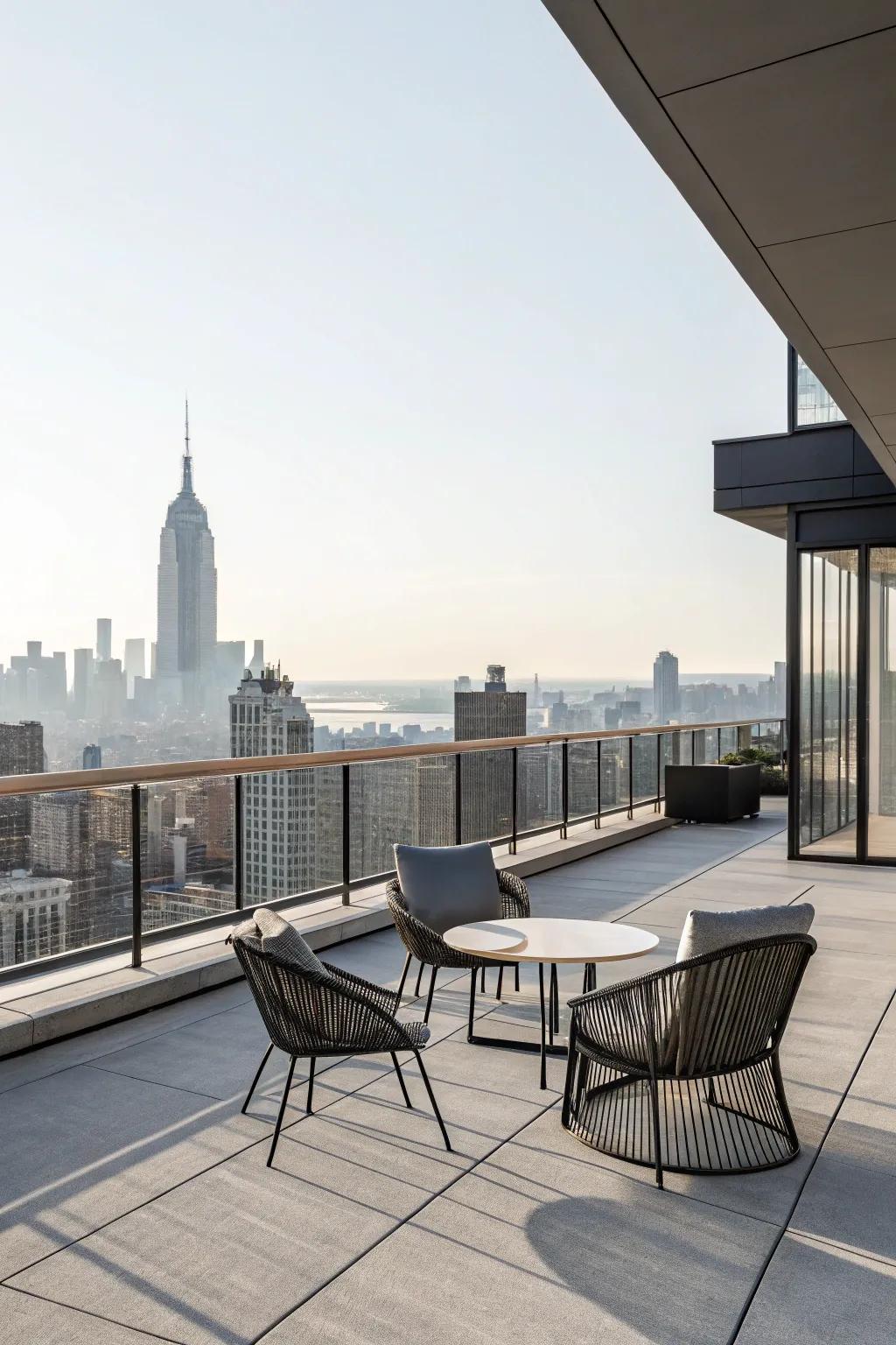 A minimalist design brings clarity and peace to a rooftop area.