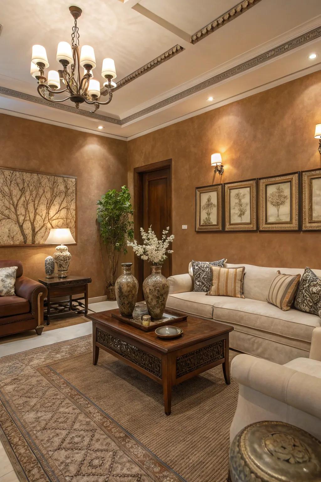 Natural browns furnish warmth and sophistication.