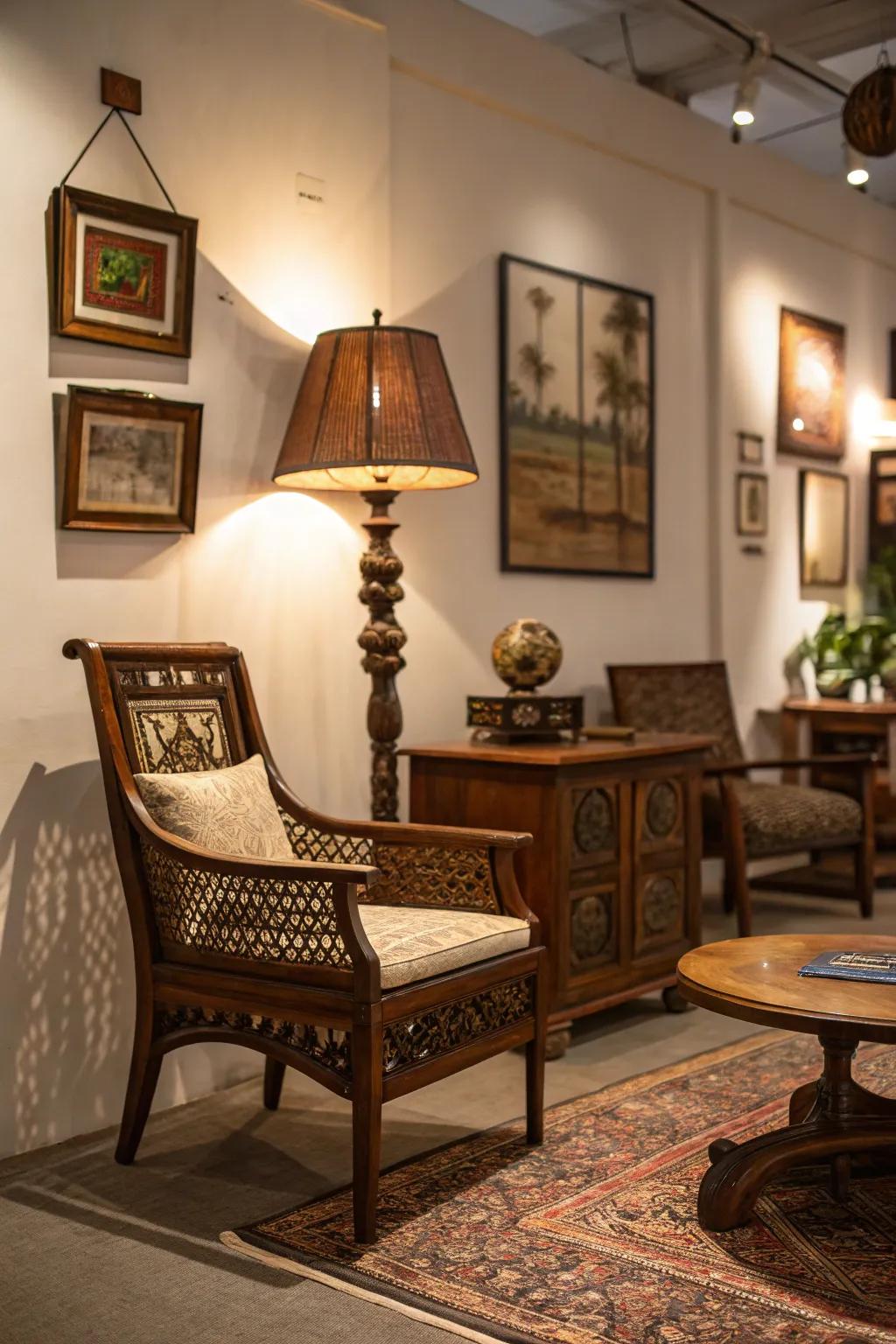 A unique piece of furniture that makes the room interesting and charming.