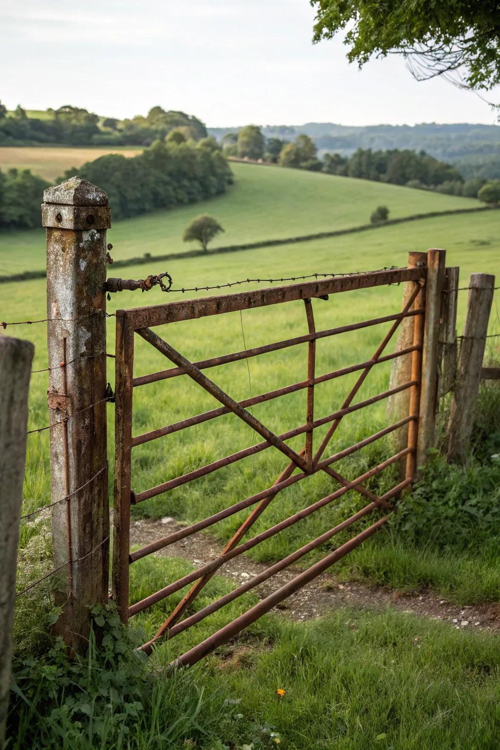 An entrance showcasing the appeal of aged alloy.