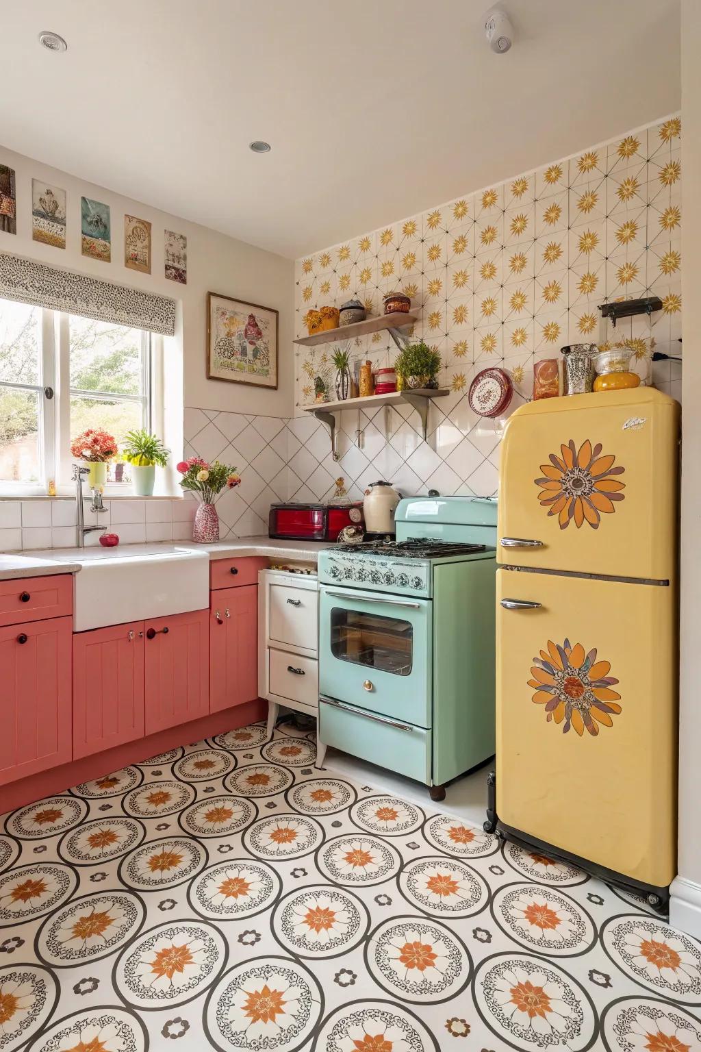 Retro synthetic boards bring color and nostalgia to the kitchen.