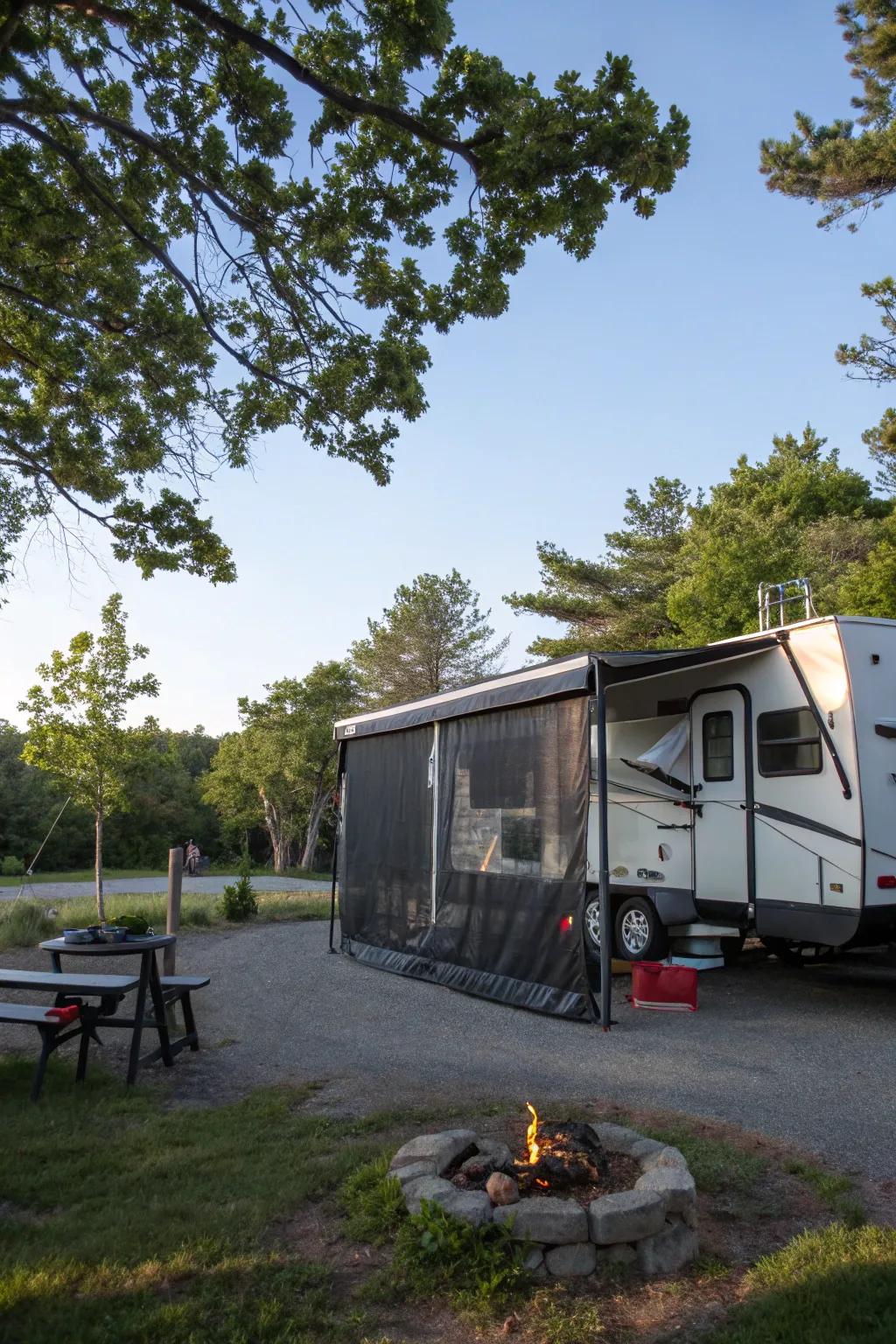Privacy screens add seclusion and style to your campsite.