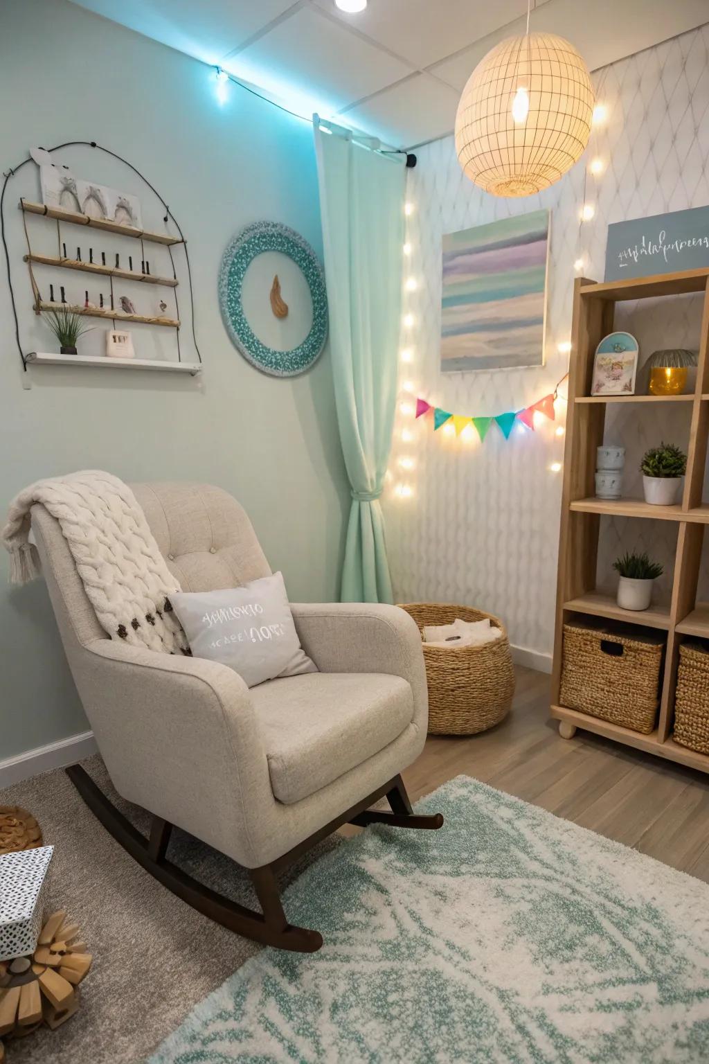 Swinging seats provide soothing rhythmic motion.