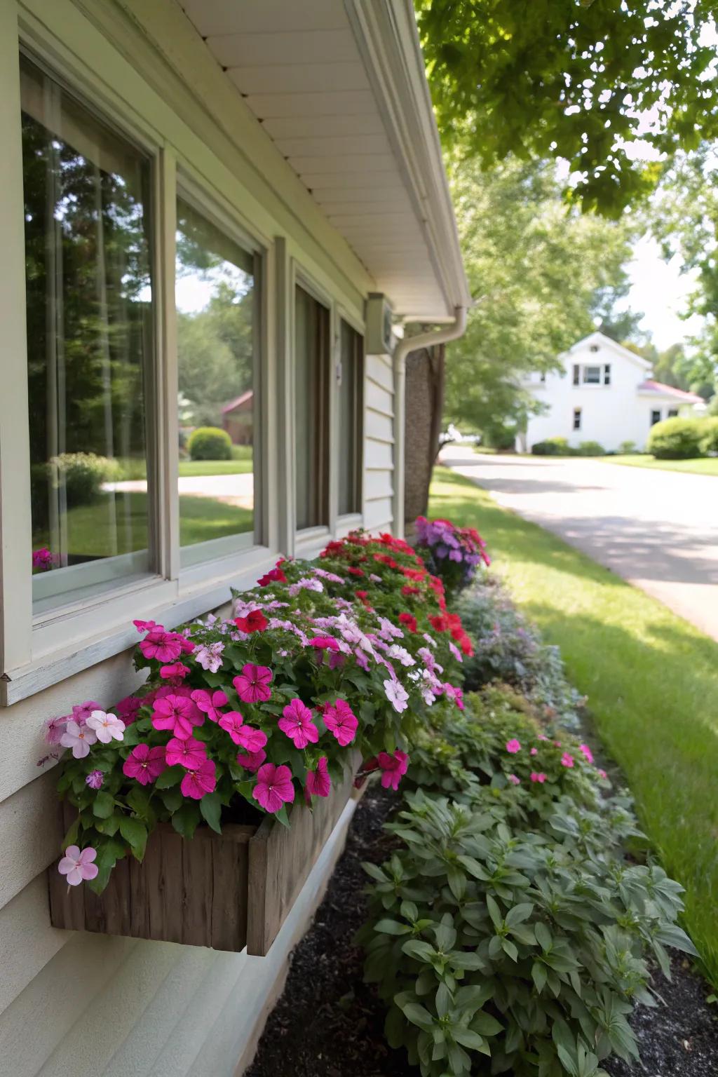 Versatile Blooms provides resilient petals for simple-care window containers.