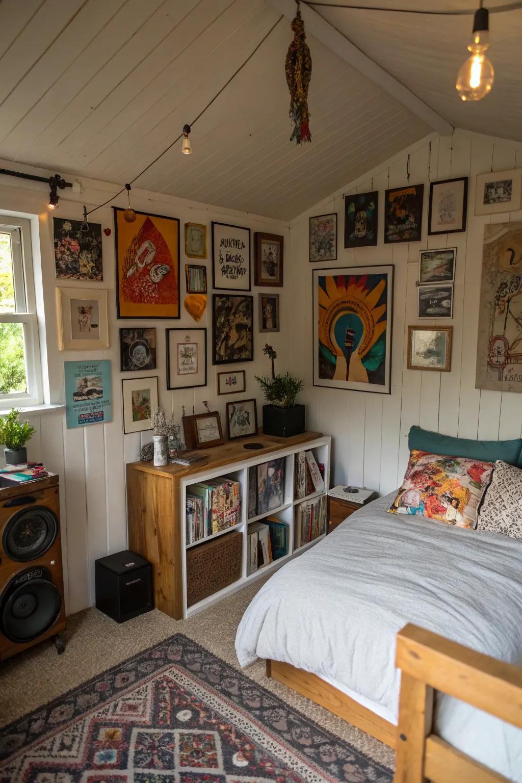 Personal graphics incorporates a unique touch to your shed bedroom.