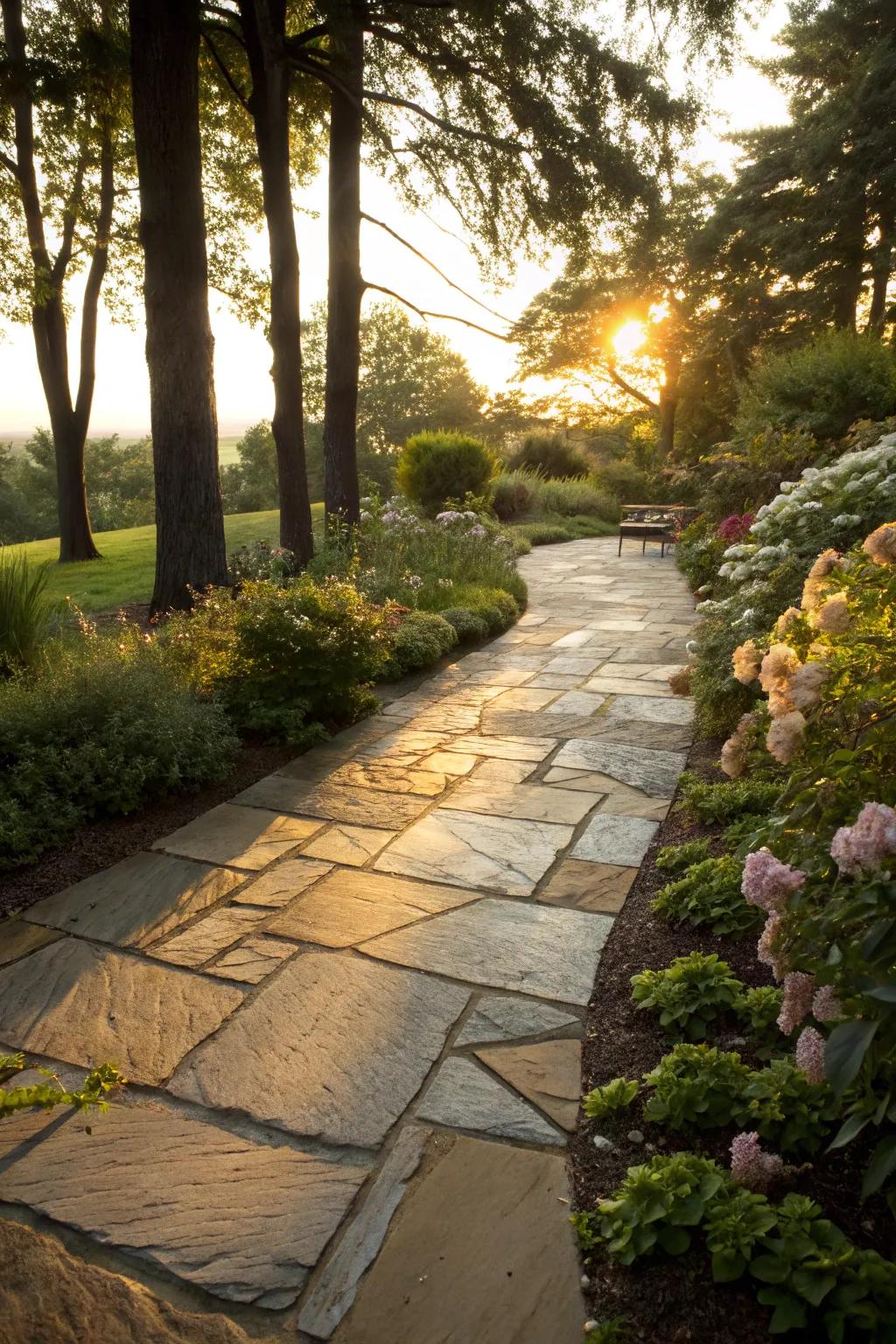 Silica pavers convey a polished radiance to sidewalks.