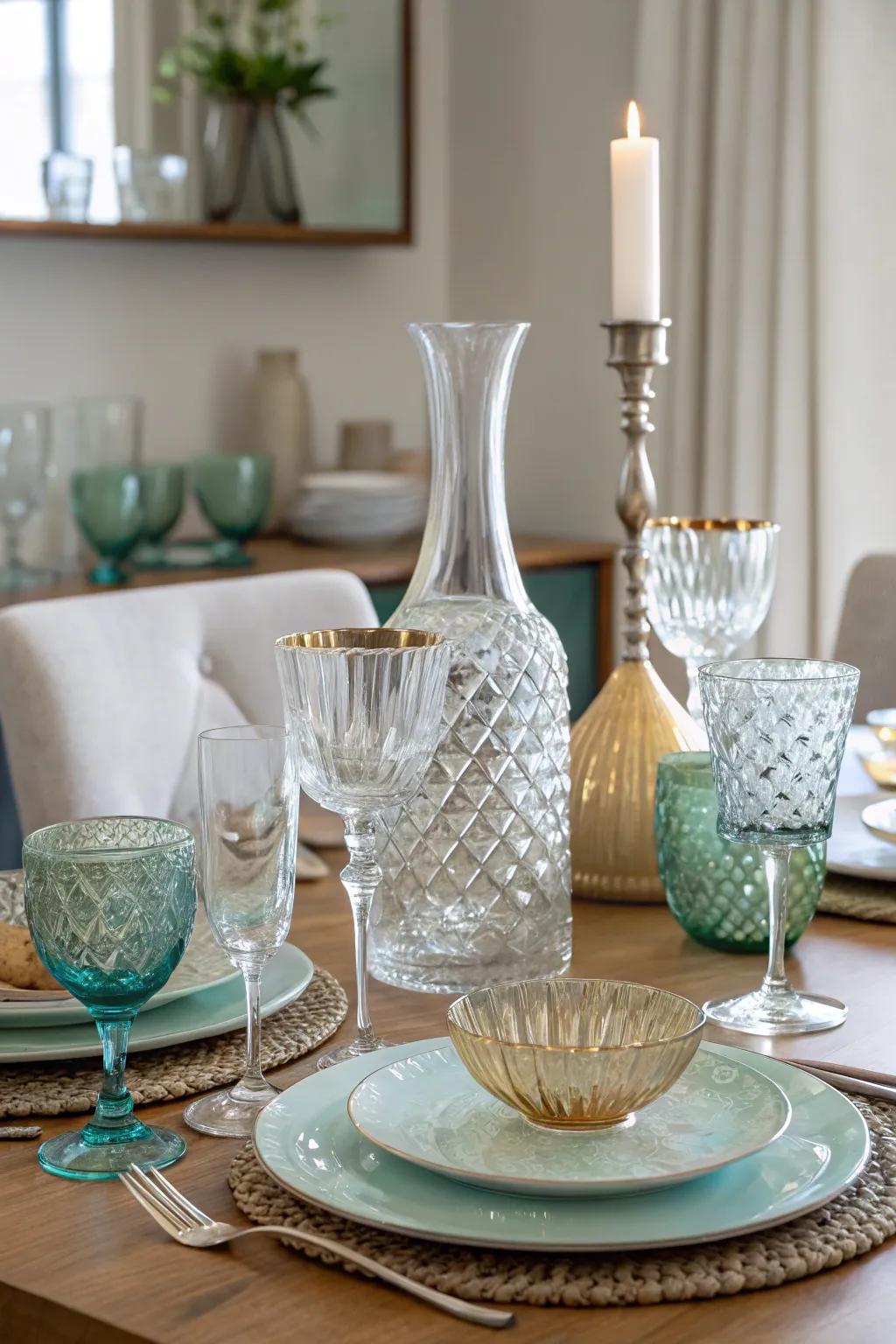 Unique glassware makes for a refined centerpiece.