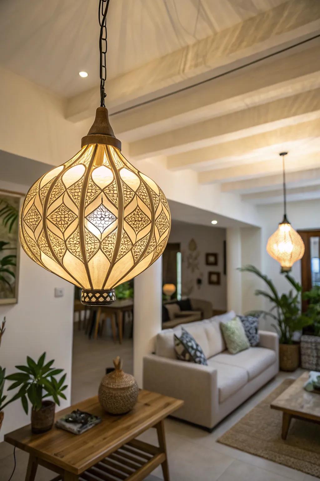 Creative lighting can serve as a focal point in any room.