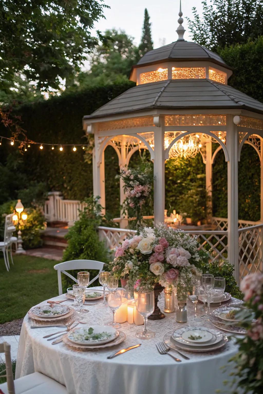Host delightful gatherings in a garden party space.