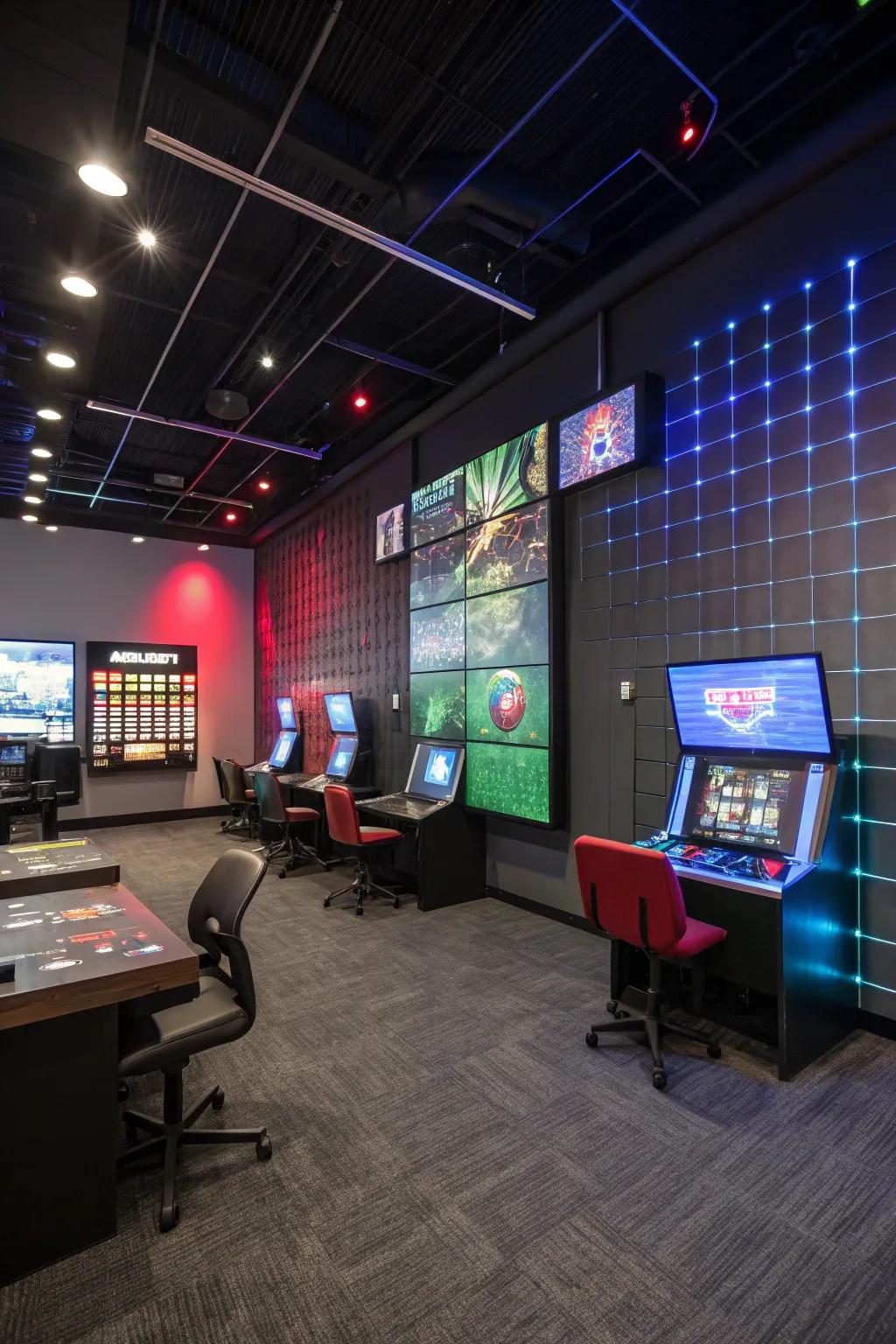 Interactive wall panels bring a dynamic element to your gaming space.