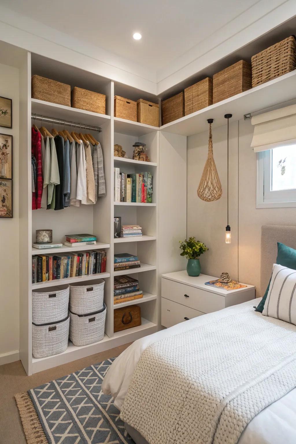 Small spaces are optimized with vertical storage.