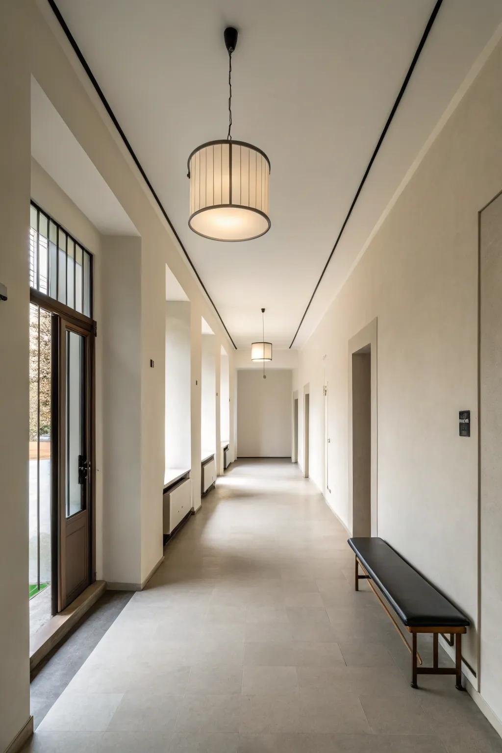 A minimalist approach can create a calm and uncluttered hallway.
