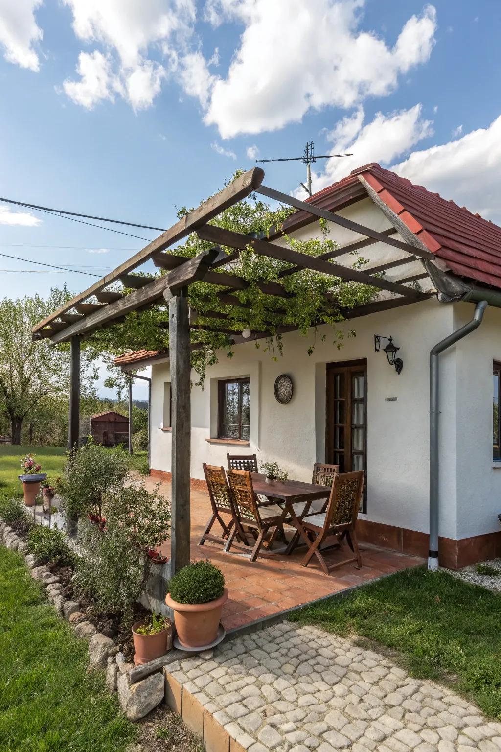 A pergola offers shade and defines outdoor living areas beautifully.