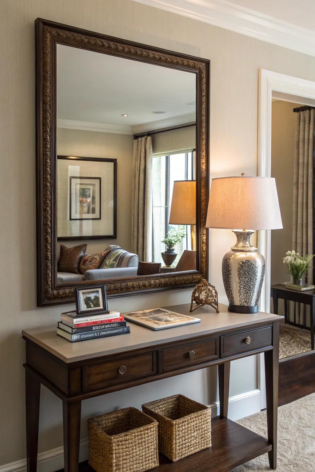 Mirrors create the illusion of space and add elegance.