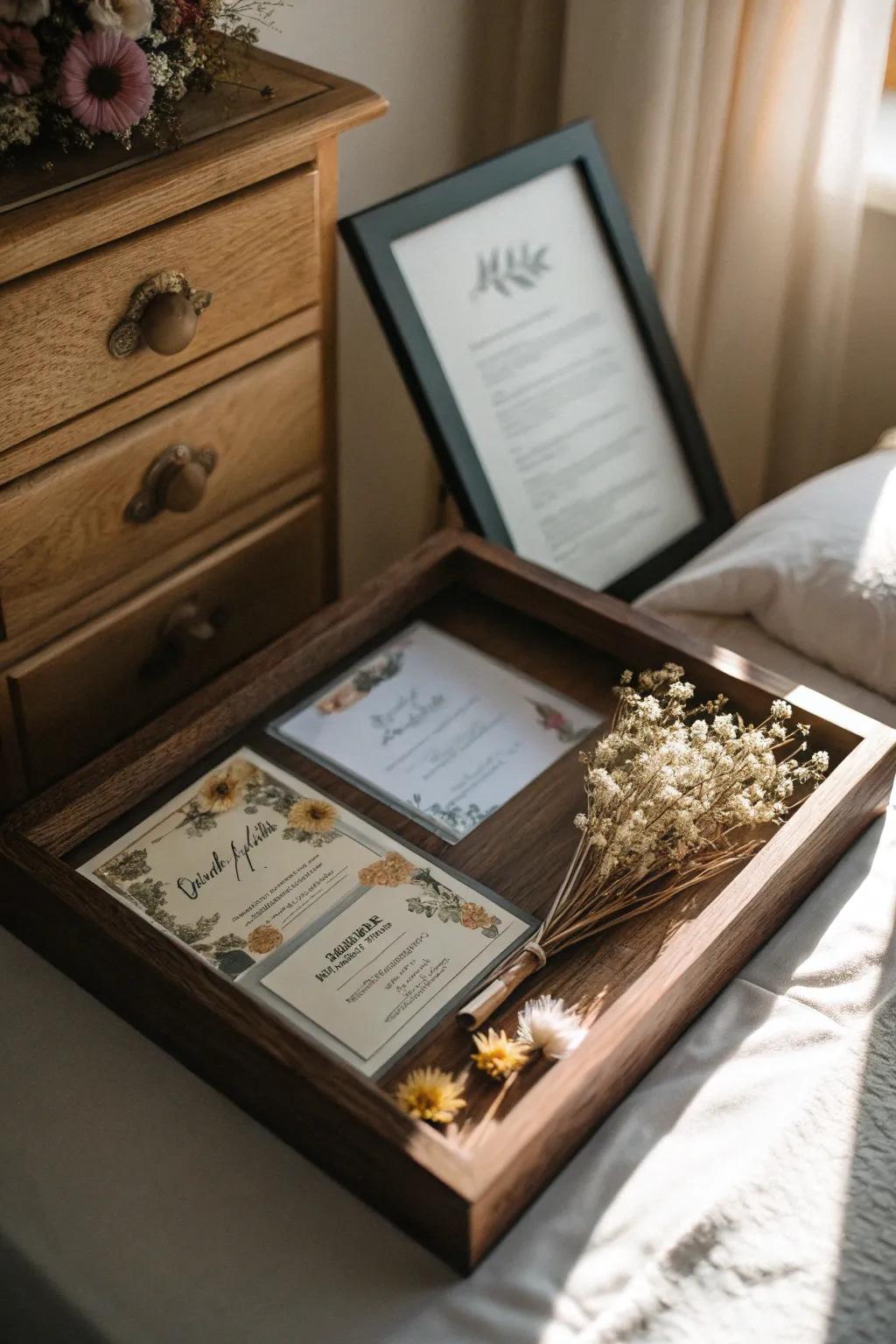 Celebrate your romantic narrative through a union shadow box.