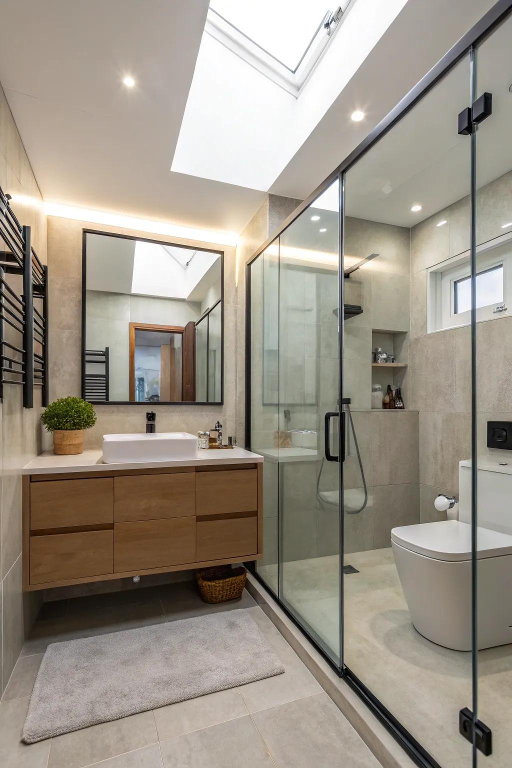 Open yet sheltered with half surrounds.