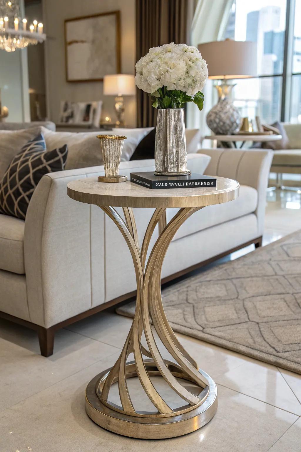 Sculptural tables combine utility with artistry.
