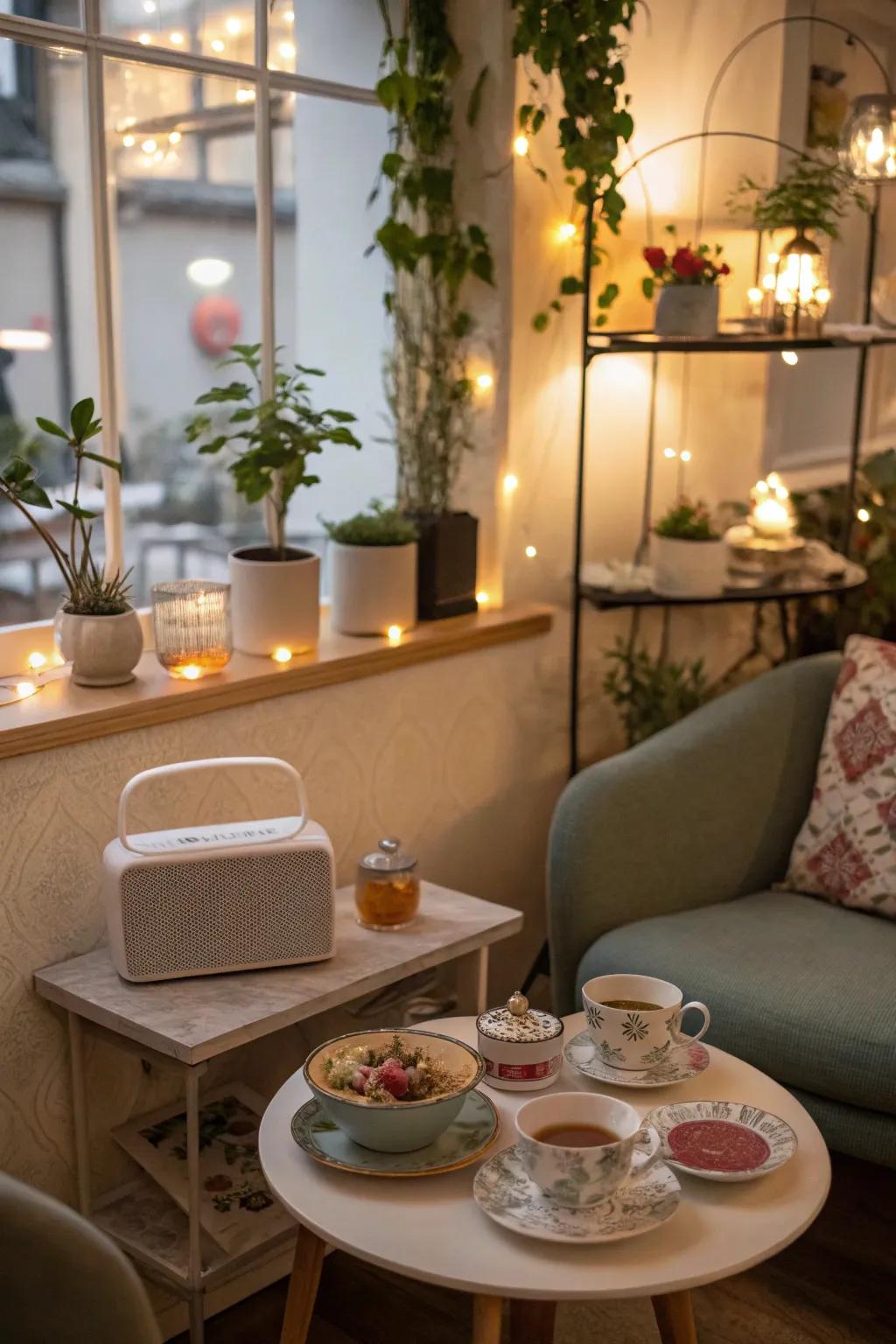 Sound effects add a hearing layer to your tea room's atmosphere.