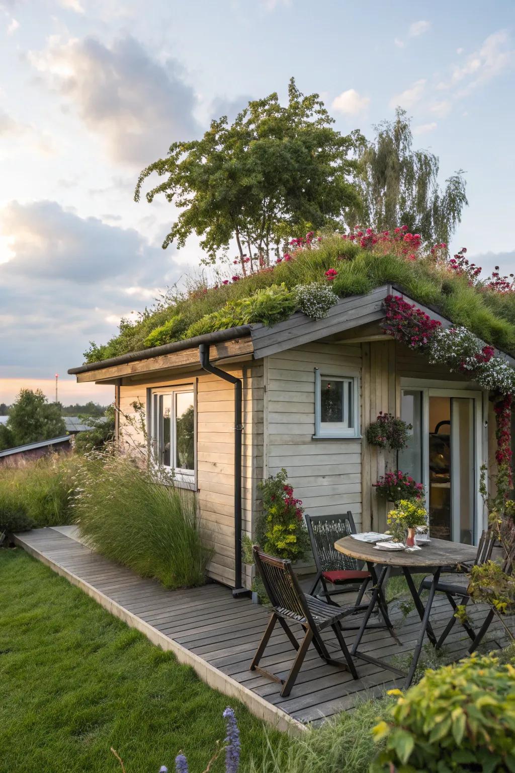 Rooftop gardens offer a unique blend of nature and living space in small homes.